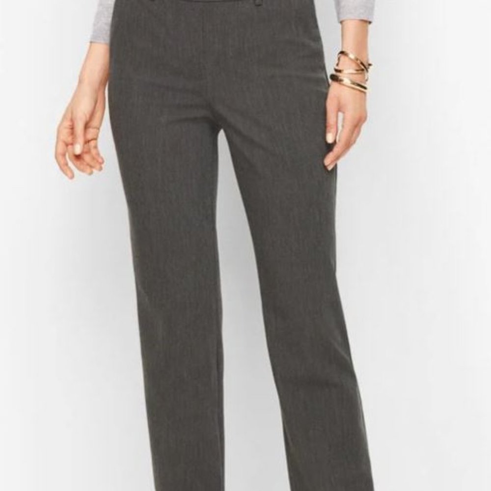 Talbots Dark Heather Grey Wool & Polyester Pants Straight Leg Trousers Size 12